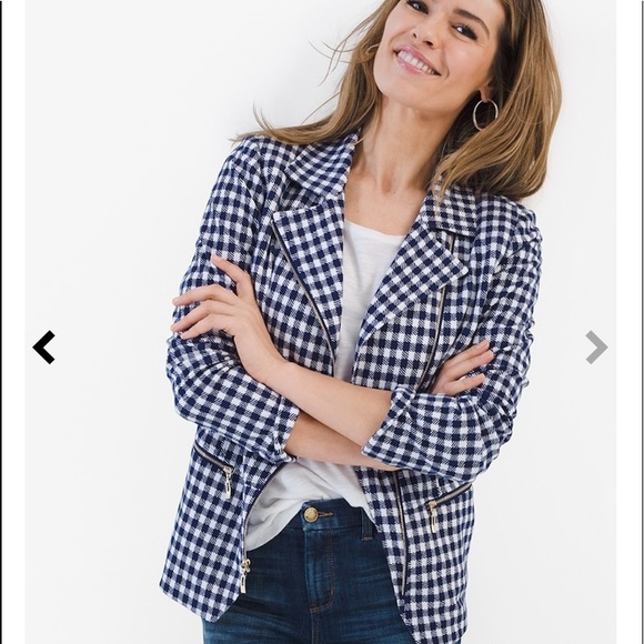 Chico's Jackets & Blazers - Chico’s gingham moto jacket large